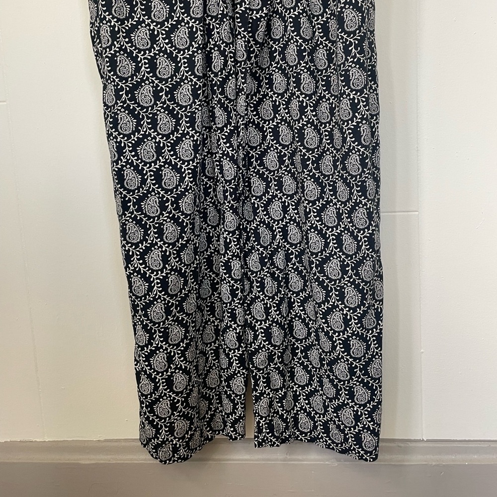 Lou & Grey Sleeveless Jumpsuit Black White Boho Festival Pockets ~ Size M - Picture 9 of 14